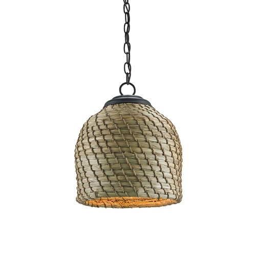 currey-company-beehive-pendant Currey & Company Beehive Old Iron and Natural Pendant