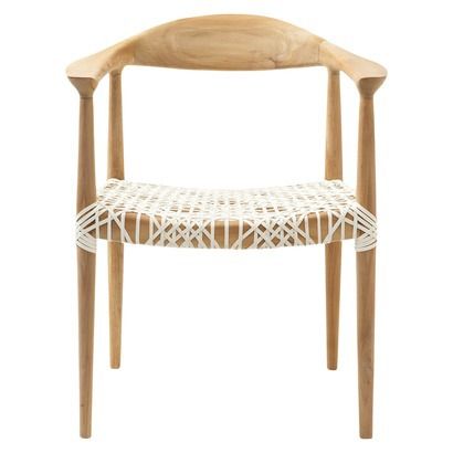 Safavieh Fes Arm Chair - White/Teak