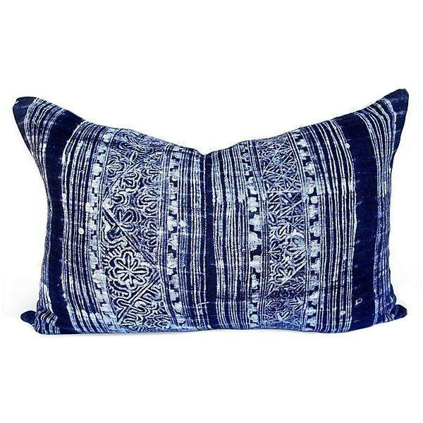 Indigo Batik Pillow - Fragments Identity on Chairish