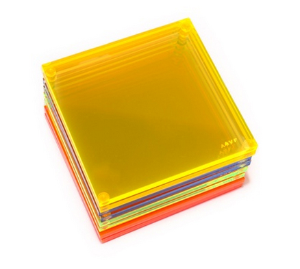 alexandra-von-furstenberg-fearless-coasters Colorful hues highlight the sides of these acrylic Alexandra Von Furstenberg Fearless coasters. Rubber feet at base. Set of 8. — More Hostess Gift Ideas on @SavvyHome