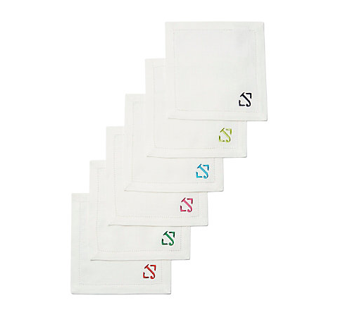 Make a personalized splash at the dining table with C.Wonder's Linen Monogram Cocktail Napkins. Sold as a set of 6 in vibrant colors, each napkin is embroidered with the letter of your choice. — More Hostess Gift Ideas on @SavvyHome