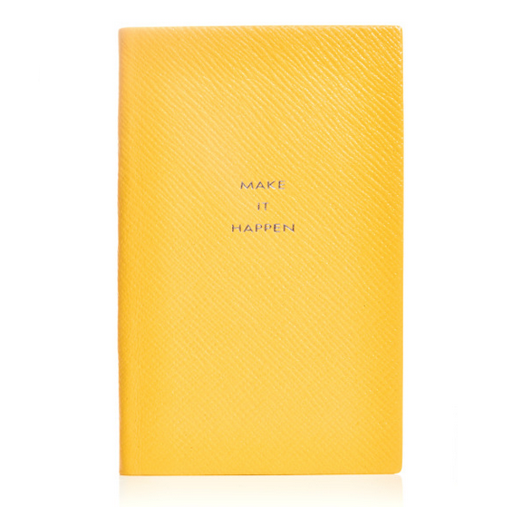 make-it-happen-notepad Emblazoned with a motivational quote, this sleek Smythson Make it Happen notepad touts a luxurious sheepskin cover over plentiful pages for every musing — more gifts for her on @SavvyHome
