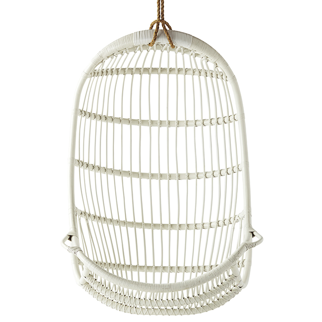 Serena & Lily Bleached Hanging Rattan Chair • via @SavvyHome