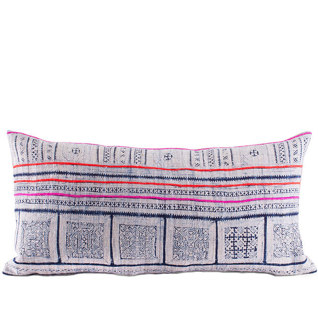 Vintage Chambray Hmong Pillow • via @SavvyHome